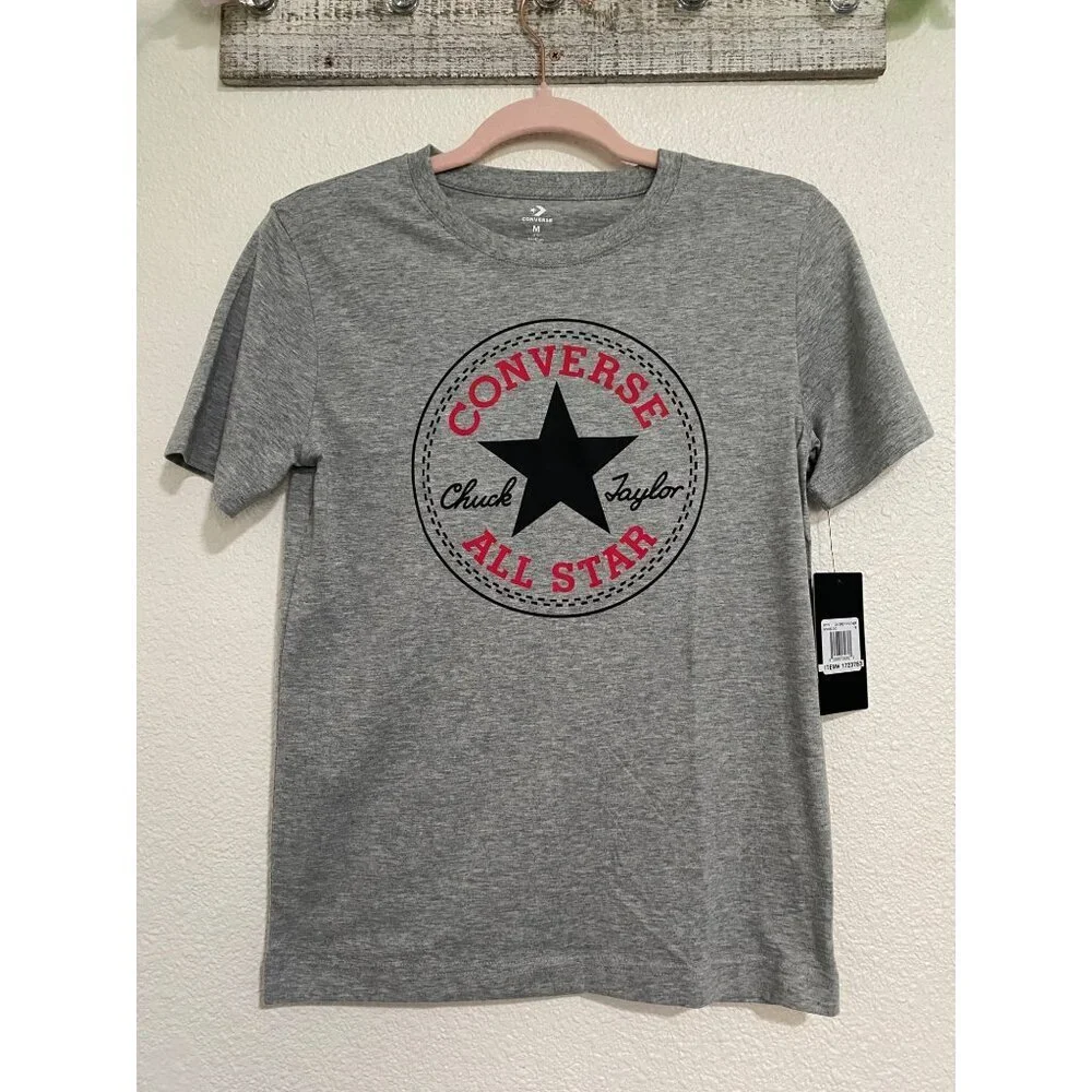 CONVERSE Boys Logo T- Shirt, Crewneck, Size M- 10-12 Years, Grey